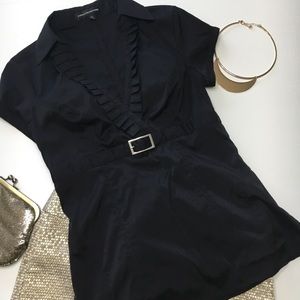 Express Stretch Black Blouse with Buckle, sz XS